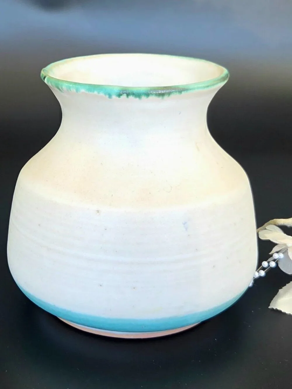 Vintage B. Welsh Stoneware Pottery Vase – 1971 – Signed – Floral Design